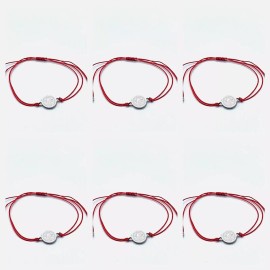 trendy Red Bracelet Round Medal Silver St. Benedict Adjustable 6in-10in Pack x12