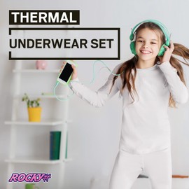 Rocky - Conjunto de pijama de algodón térmico para niñas con capa base para niños, Púrpura claro, X-Large