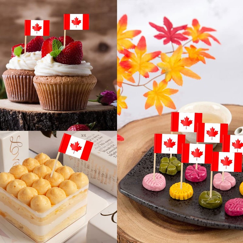 Canada Flag Skewers, Toothpicks with Canada Flag, Canada Cocktail Stick