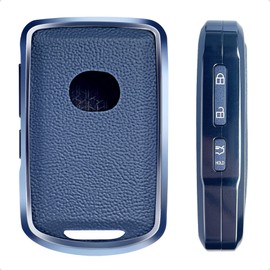 SK CUSTOM Blue Leather and Aluminum Frame Smart Key Case Cover Compatible for 2020 2021 2022 Mazda 3 6 CX-30 CX-5 CX-9 3/4 Button Keyless Car Remote Accessory