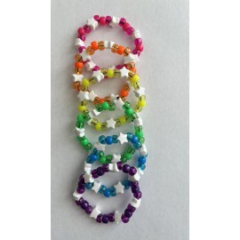 Handmade Rainbow Kandi Single Bracelet Lot Of 6 Sparkle Rave PLUR EDM Festival EDC Pride