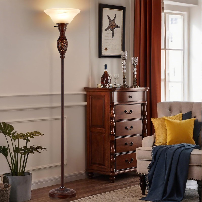 70" Torchiere Floor Lamp with NightLight - Victorian Style Standing