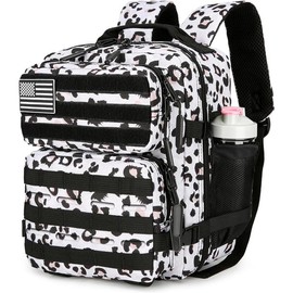 9L Tactical Assault Backpack Gym Backpack Hiking Travel Backpack Camping Rucksacks - Color: White Leopard