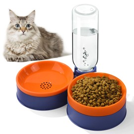 Cat Food Bowl, Cat Bowls Whisker Friendly with Water Dispenser for Cats and Small Dogs