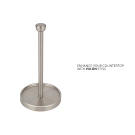 Ivilon Countertop Paper Towel Holder - Modern Tapered End Cap Design - Color Brushed Nickel