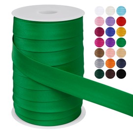 LEREATI Satin Bias Tape Double Fold 1 Inch x 55 Yards, Bias Tape for Sewing, Polyester Quilt Binding Tape, Piping Trim Fabric Tape for Hemming, Seaming, DIY Crafts (Green)