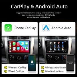 Car Stereo for Toyota Corolla 2007-2012 with Wireless Apple Carplay and Android Auto,9 Inch Touch Screen Car Radio with 4K Camera Support BT/Mirror Link/FM/WiFi/GPS Navigation, 2GB+32GB,