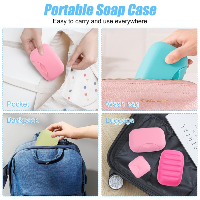 RETON 4 Pcs Travel Soap Container, Portable Soap Holder Dish,
