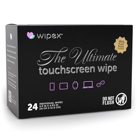Wipex - Toallitas limpiadoras de visualización de coche para electrónica, 24 toallitas individuales para limpieza de visualización táctil a base de plantas para paneles de salpicadero, teléfono