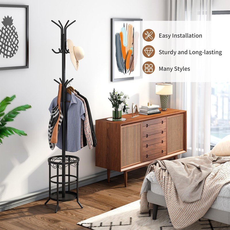 FILWH Coat Rack Freestanding with Umbrella Stand Coat Rack Stand