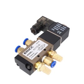 CUZRSIEYI 4V110-06 Air Solenoid Valve 5 Way Port 2 Position Gas Pneumatic Electric Magnetic Valve 12V 24V 220V Coil Volt 4mm 6mm 8mm Hose (Color : 4V110-06 DC12V, Size : With 6mm Fittings)