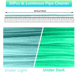Pipe Cleaners Craft Supplies, Glow-in-The-Dark Chenille Stems with Dense Fiber, Craft Supplies for Art DIY Decorations. Suitable for Making Holiday Related Decorations. (Cyan)