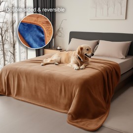 Bedding Aid Waterproof Blanket for Bed, Couch, Kids & Pets Protection – Splash-Proof, Spill-Proof, Leakproof Flannel Blanket Reversible Design (Velvet Brown & Twilight Blue, 60x80)