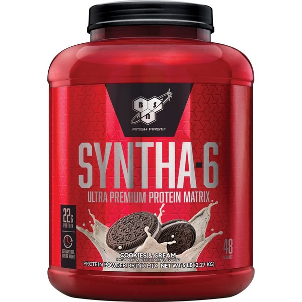 BSN SYNTHA-6 Whey Protein Powder, Micellar Casein, Milk Protein Isolate Powder, Cookies and Cream, 48 Servings (Package May Vary)