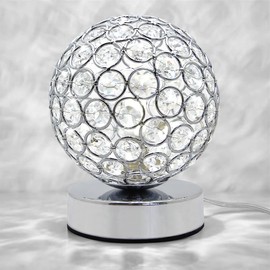 Crystal Globe Desk Lamp Chrome Ball Bedside and Table Lamp Cool White LED 5w M0244F