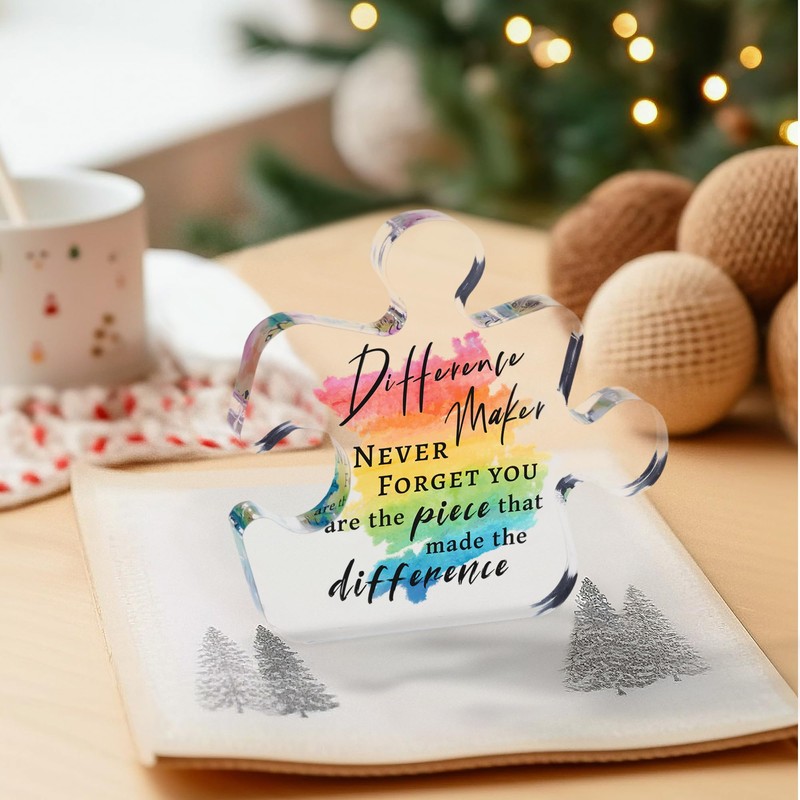 Difference Maker Gift Acrylic Block Puzzle Piece 4.9"×4.6" Desk Decoration