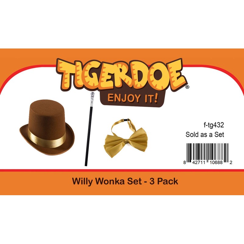 Tigerdoe Brown Top Hat and Bow Tie with Walking Scepter-