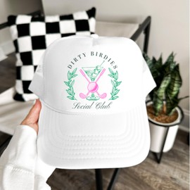 Dirty Birdies Social Club Funny Golf Women's Classic 5 Panel Mesh Snap Back Trucker Hat White Trucker Hat