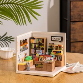 ROBOTIME - Kit de casa en miniatura para bricolaje, escala 1:24, kit de tienda realista con luz LED, mini kit de casa con muebles, el mejor regalo de cumpleaños