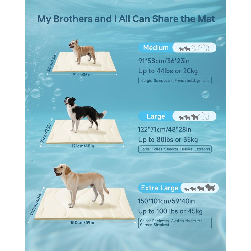 Babygreat Dog Cooling Mat, 59" x 40" Reversible Self-Cooling Mat