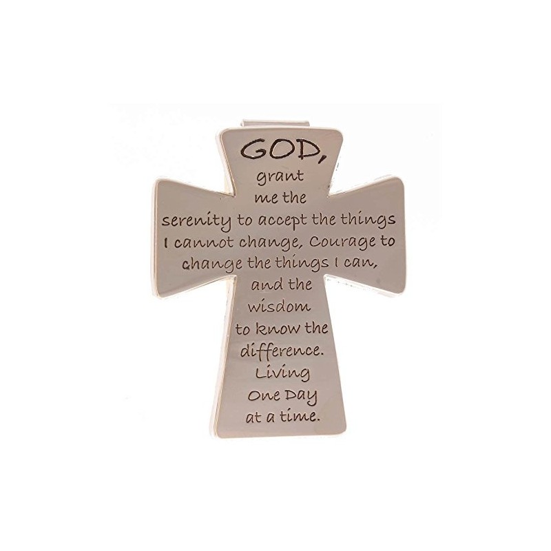 Sterling Gifts Serenity Prayer Cross Auto Visor Clip Chrome, One