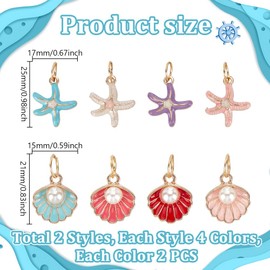 AHANDMAKER 16 Stück Schnürsenkelanhänger In Muschel Und Seesternform. Legierung Emaille Ozean Thema Shell Schuh Dekoration Charms Seestern Muschel Anhänger Für Die Schmuckherstellung Am Sommerstrand