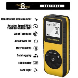 Photo Tachometer Non-Contact 7.0-99,999 RPM Speed Meter, AIOMEST Laser Automotive Speedometer, Tach Gauge Tester Measure RPM for Car Truck Motorcycle Engine Lawn Mower with Data Logging AI-9235C