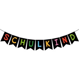 Schulkind Girlande Einschulung Schwarz,Einschulung Girlande Hänge Deko,Einschulung Schulanfang Deko für Junge Mädchen Klassenzimmer Dekoration