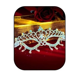 Maeaccx Masquerade Mask for Women, Iridescent Rhinestones Costume Parties, Mardi Gras Party