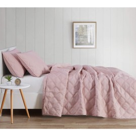 Truly Soft Everyday 3D Puff Quilt Set, King, Blush