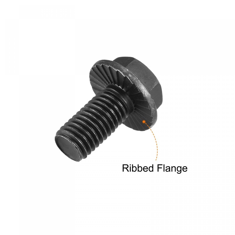 sourcing map M12x25mm Hex Serrated Flange Bolts 10.9 Grade Carbon