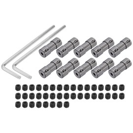 QUARKZMAN Shaft Coupling Connector with Bore of 3 mm - 3 mm Length 25 mm φ 10 mm Pack of 10 Shaft Couplings M3 Aluminium Alloy Rigid Coupling for Motor Accessories 3D Printer DIY Robot Titanium Colour