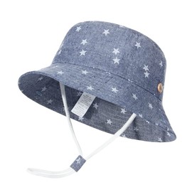 GEMVIE Kids Baby Sun Protection Hat Unisex Adjustable Foldable Star UV Hat for Girls Fisherman Blue 1-2 Years, darkblue, 1 - 2 years