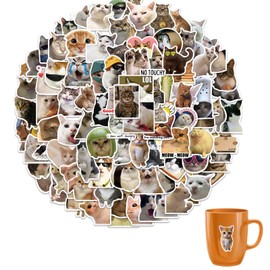 AONAYO 100 Stück Meme Sticker,Katzen Sticker,Katzensticker,Katzen StickerMeme,StickerKatzen,Wasserdicht PVC,Für Katzenliebhaber Wasserflaschen Koffer Notebook Telefon (Lustiges Katzenform)