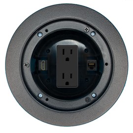 RiteAV CAT5E HDMI Floor Box Wall Plate with Power Outlet [Black]