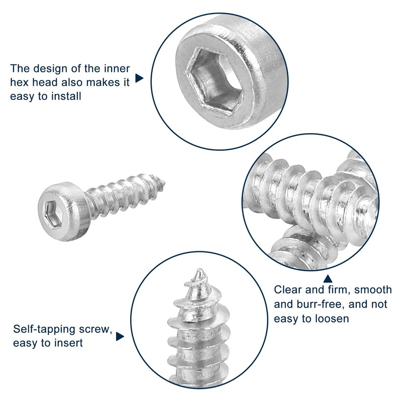 sourcing map M2 Hex Socket Head Cap Self-Tapping Screw, 40Pcs