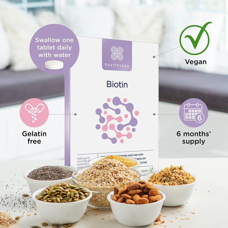 Healthspan Biotin 1,000μg (6 Months Supply) | Vitamin B for