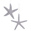 Kurt Adler Silver Glittered Starfish Holiday Ornaments Set of 2