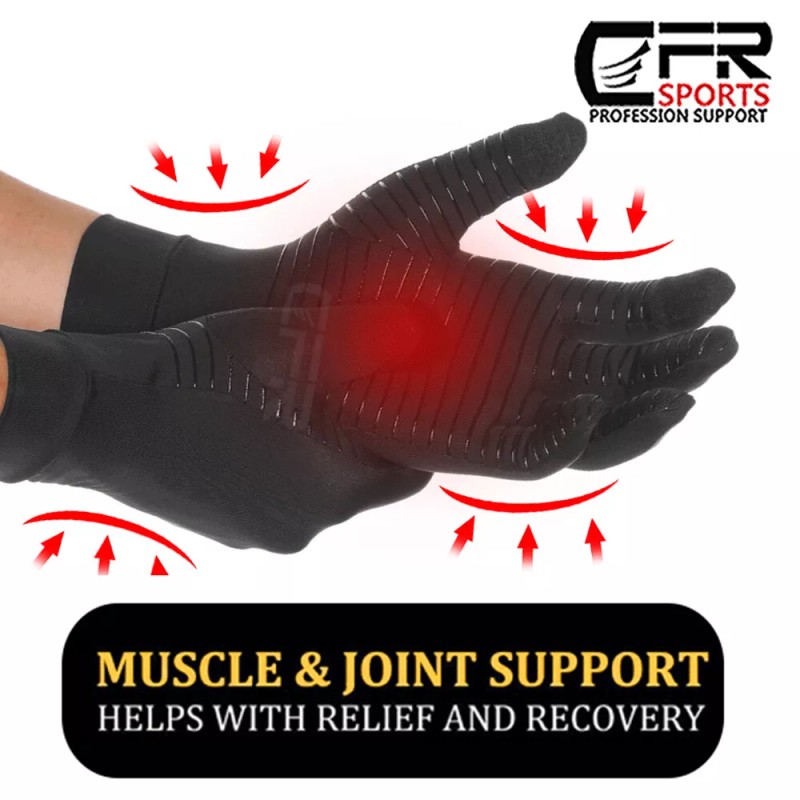 CFR Copper Compression Arthritis Gloves Finger Carpal Tunnel Typing Support