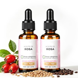 2PCS Aceite Rosa Mosqueta Puro–Aceite Facial Regenerador e Hidratante, Ayuda a Mejorar Cicatrices, Estrías y Manchas–100% Virgen Prensado en Frío