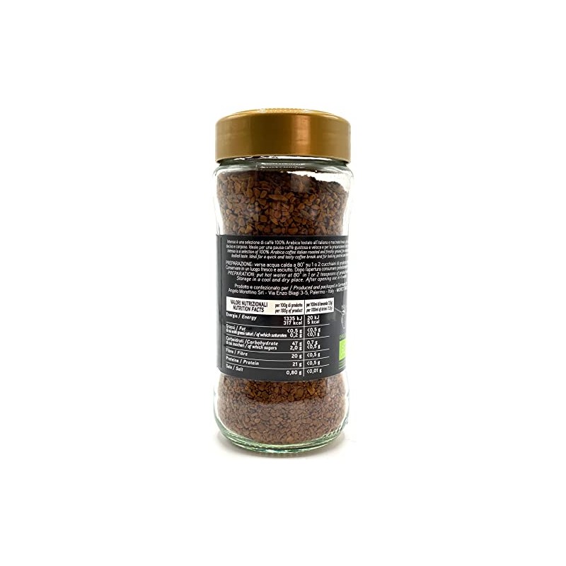 Morettino Intenso Sicilian Organic Instant Coffee, Arabica, Italian Roasted from