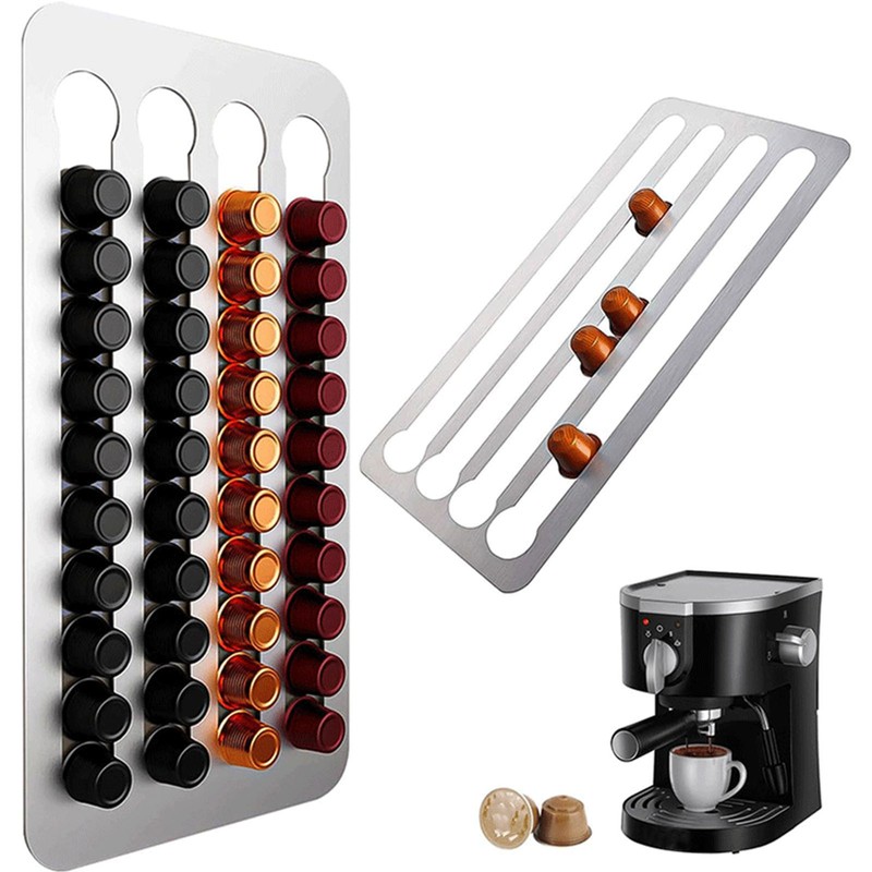 Coffee Capsule Holder Stainless Steel Wall Mounted Under Drawer Storage
