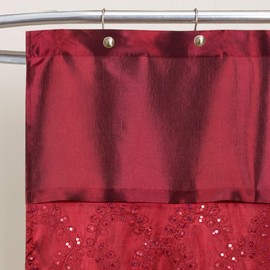 Lush Decor Maria Shower Curtain | Fabric Shimmery Solid Color Design for Bathroom, 72” x 72”, Red