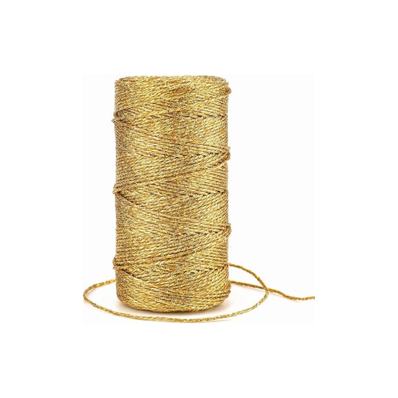100M/328 Feet Gold String Twine for Crafts, Metallic Bakers Cord,