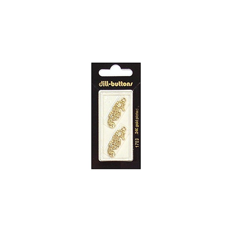 Dill Buttons 1 in. Gold Seahorse Charm #1703 2 pc.