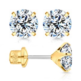Limerencia Moissanite Stud Earrings Titanium Screw Back Earrings,D Color VVS1 Clarity Round Cut Diamond Moissanite Earrings,Hypoallergenic G23 Pure Titanium for Women Men Sensitive Ears