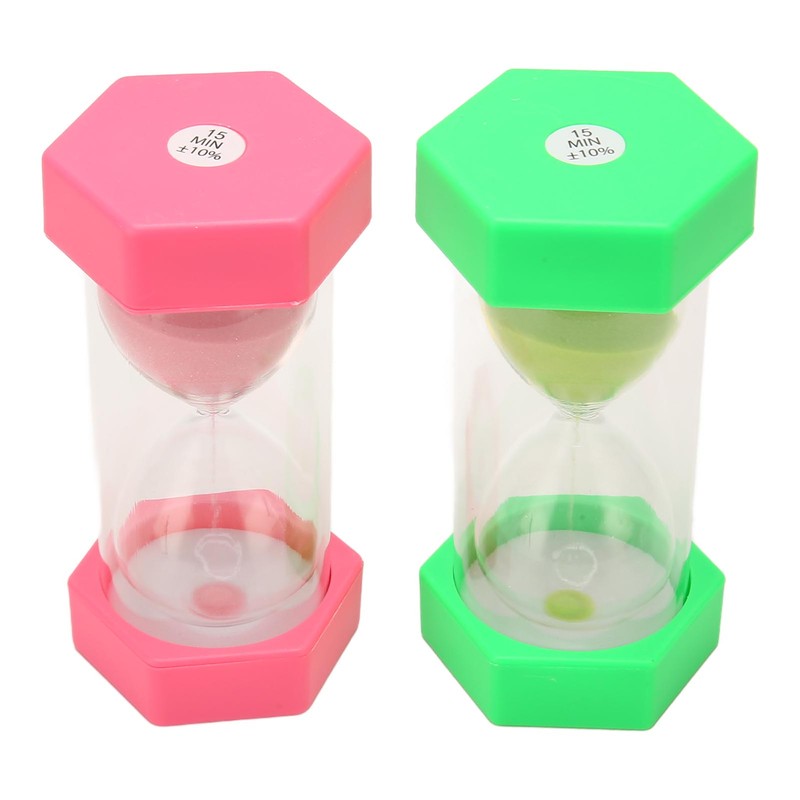 2pcs Hexagonal Hourglass 15 Minutes Learning Sand Timer Portable Plastic