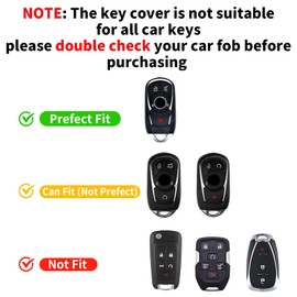 Key Fob Cover for Buick, Enclave Silicone Key Protector Compatible with Buick Enclave Lacrosse Verano Encore Regal Envision Cascada GL8 Key Shell Holder 5 Button Keychain Black+ Purple, 2PCS