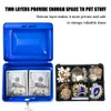 Steel Cash Box Safe with Lock 2 Keys, blue