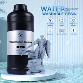 NOVA3D Water Washable 3D Printer Resin, High Toughness 3D Printing Photopolymer Resin, High Precision 405nm UV Fast Curing 3D Resin for LCD/DLP/SLA Resin 3D Printers, Low Odor(Gray, 1kg)
